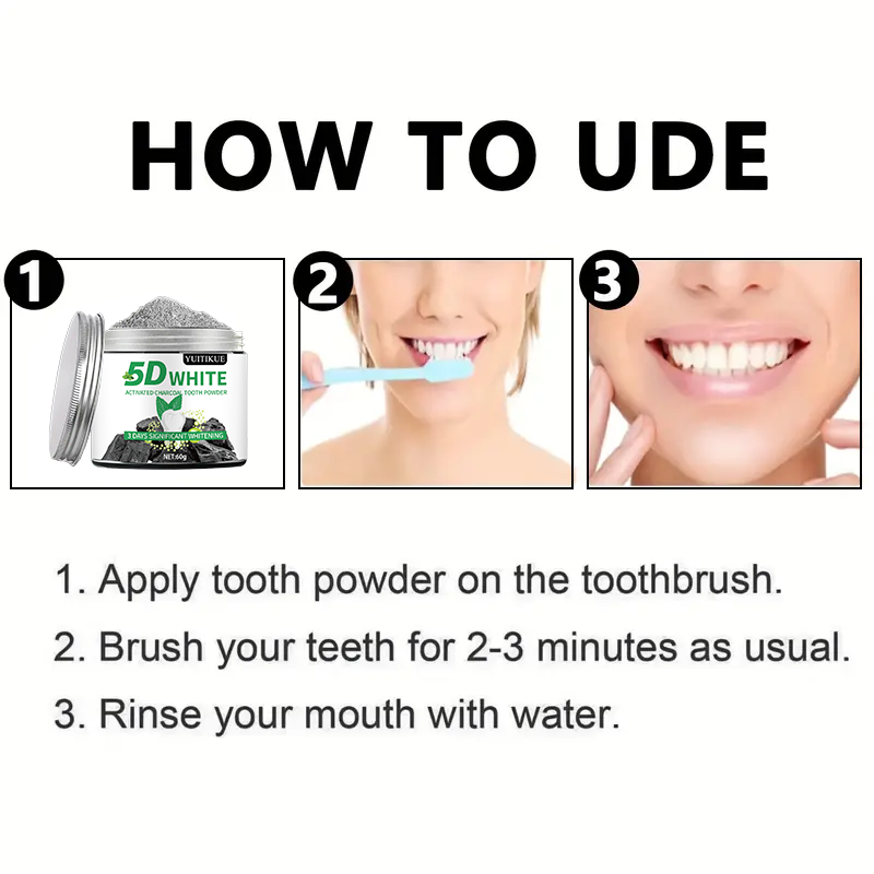 YUlTlKUE 5D White Activated ch - Teeth Whitening Charcoal Powder recension och pris