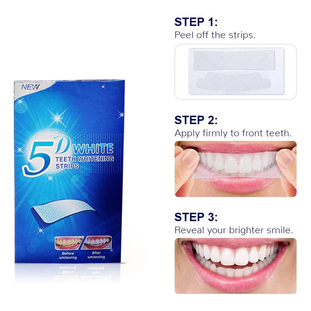 5D White Teeth Whitening Strip - Teeth Whitening Gels Used By Dentists recension och pris