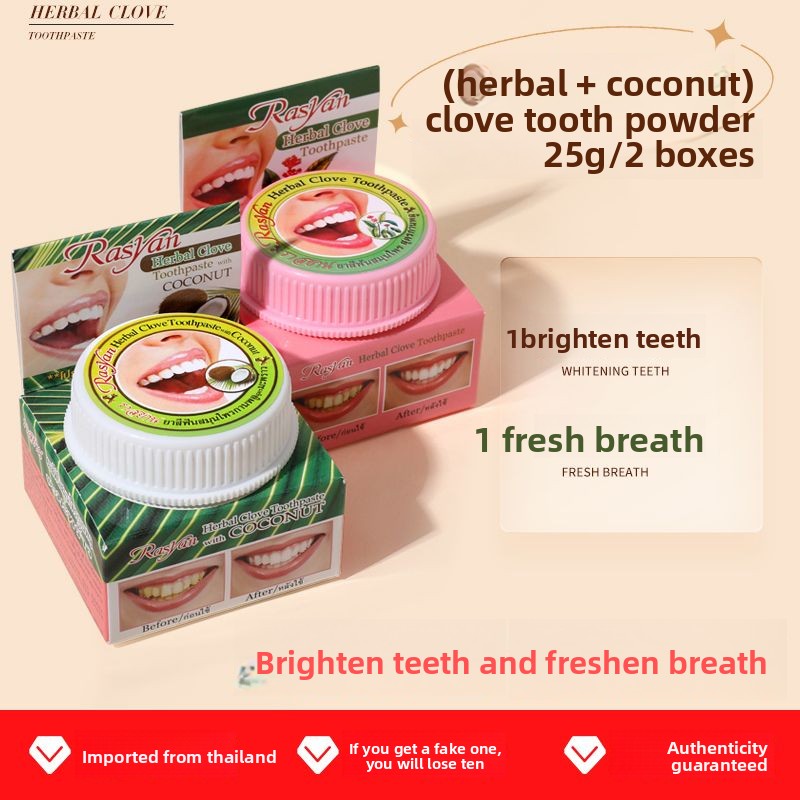 Thai Clove/coconut Tooth Powde - Teeth Whitening Results recension och pris